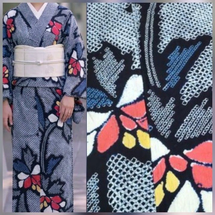 有松鳴海絞り浴衣 枝牡丹文 手縫い 5月〜10月OK オフシーズン特価