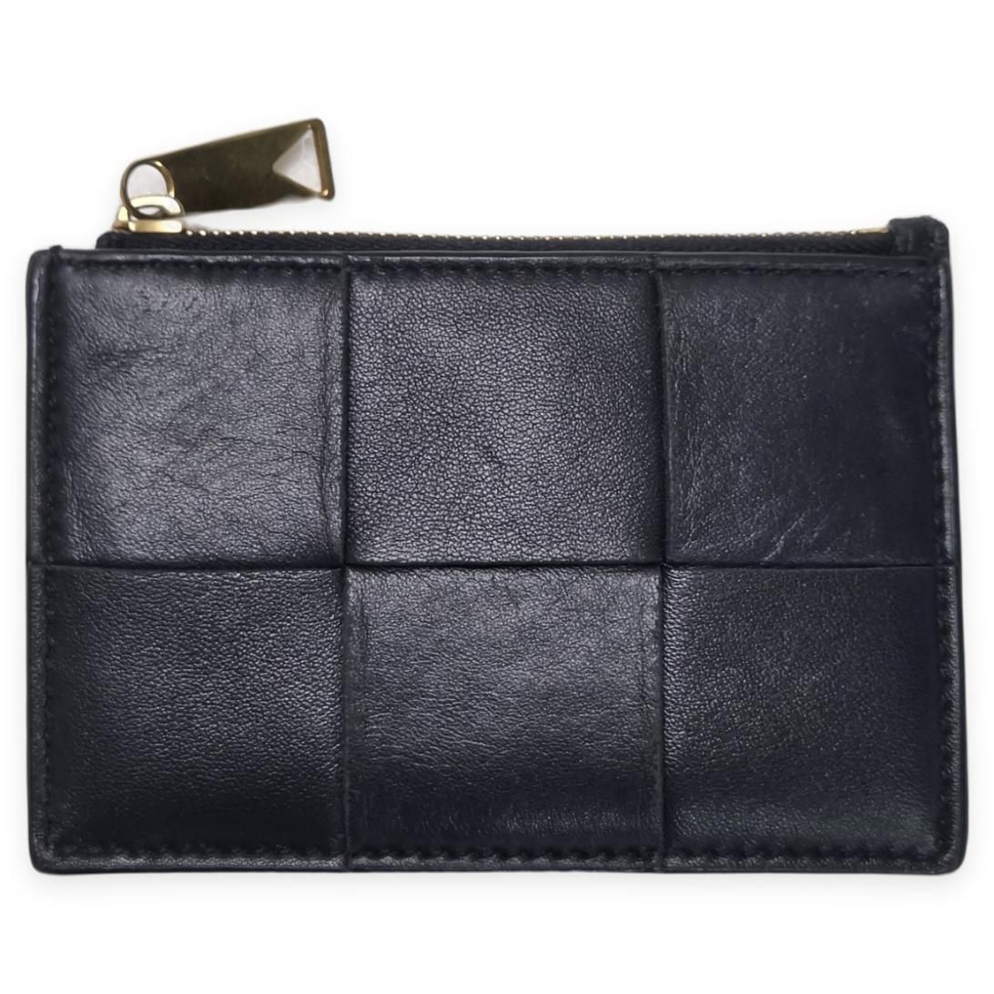 未使用級】ボッテガヴェネタ　小銭入れ　ケース　マキシイントレチャート　青系 正規保証】BOTTEGA VENETA ボッテガヴェネタ カセット マキシイントレ