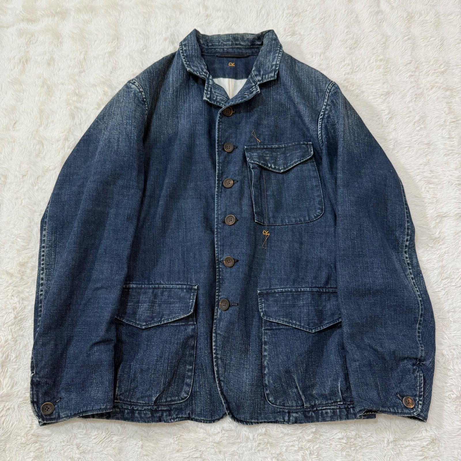 45rpm R デニムカバーオールジャケット インディゴカバーオール 日本製 2 45R 45rpm R刺繍 デニム カバーオール ジャケット 大きいサイズ 45R