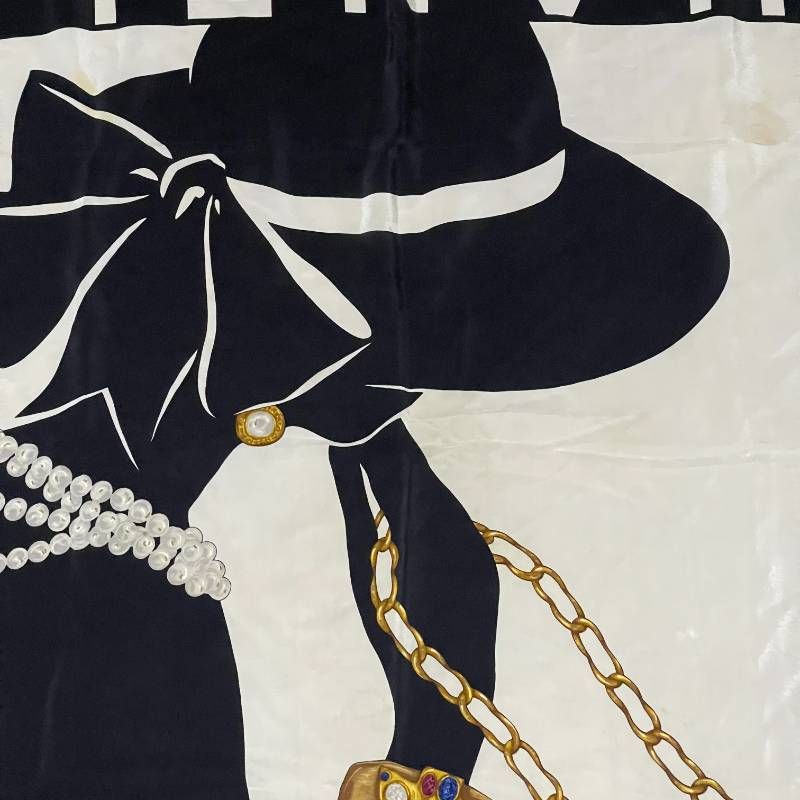 希少 CHANEL シャネル 大判 シルクスカーフ マドモアゼル ココ