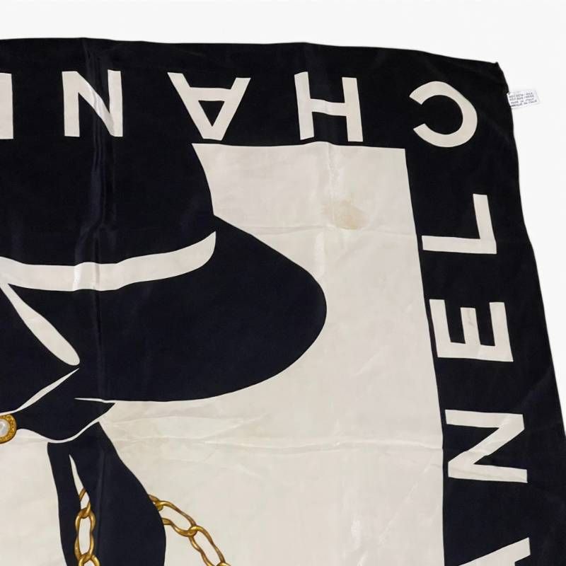 希少 CHANEL シャネル 大判 シルクスカーフ マドモアゼル ココ