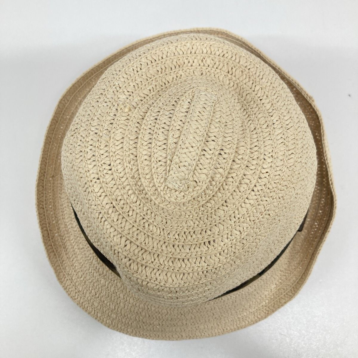 美品 Navy/ネイビー ストローハット/麦わら帽子 54cm ベージュ 迷彩柄