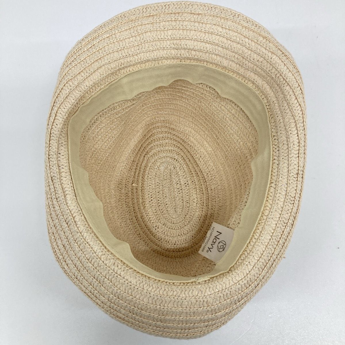 美品 Navy/ネイビー ストローハット/麦わら帽子 54cm ベージュ 迷彩柄