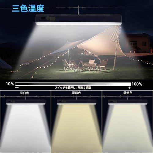 LETOUR 2個セット LEDライト 充電式 作業用ライト 取付簡単 大容量 残量表示 Type-C充電 超高輝度 三色温 無階段調光 多機能 室内室外 ガレージ/地下室/キャンプ/登山/釣り/作業/修理/アウトドア/応急/停電用 (40CM-75 国内発送