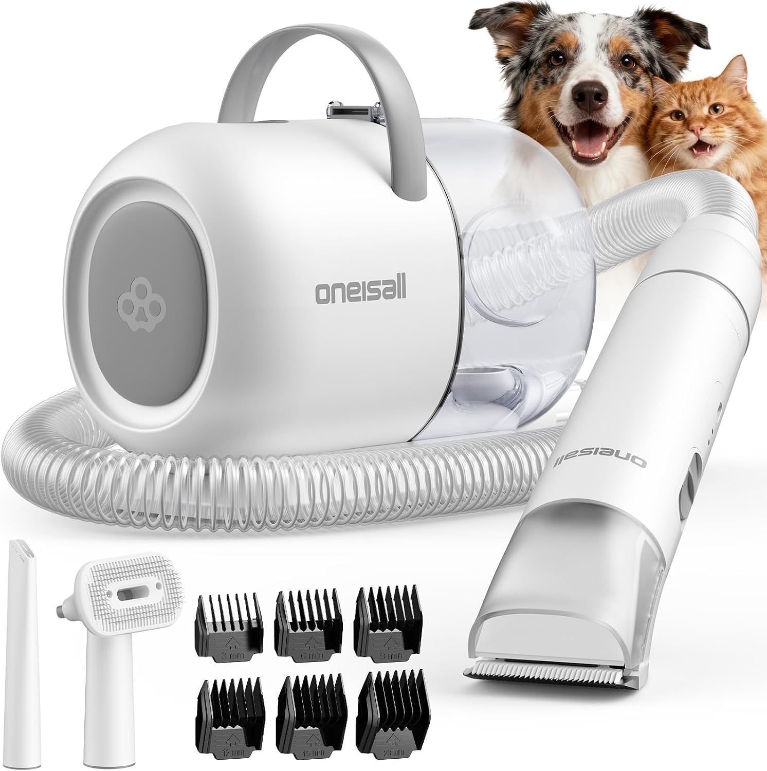 Oneisall 犬 バリカン 15kpa 吸引式 ペットグルーミング掃除機 3 in 1 Oneisall 犬 バリカン 15kpa 吸引式 ペットグルーミング掃除機 3 in 1