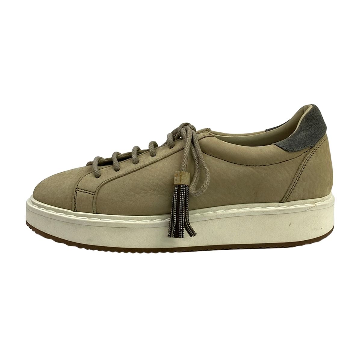 BRUNELLO CUCINELLI(ブルネロクチネリ) スニーカー 37 レディース ベージュ×ライトグレー レザー