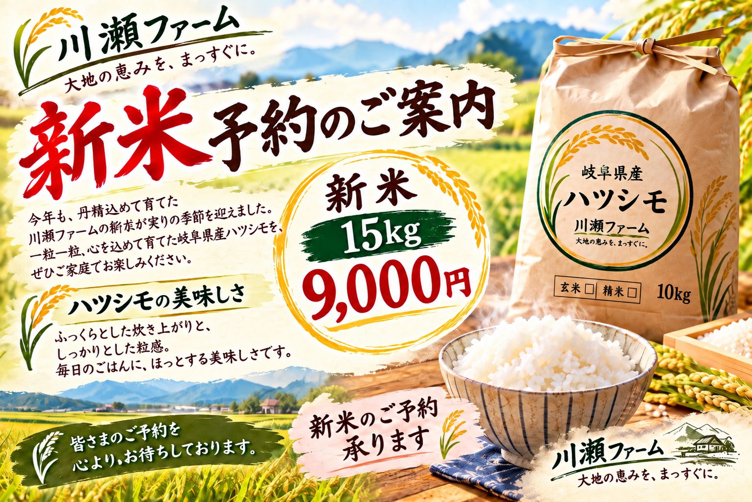 岐阜のお米 ハツシモ 15Kg 令和8年産 新品 - メルカリ
