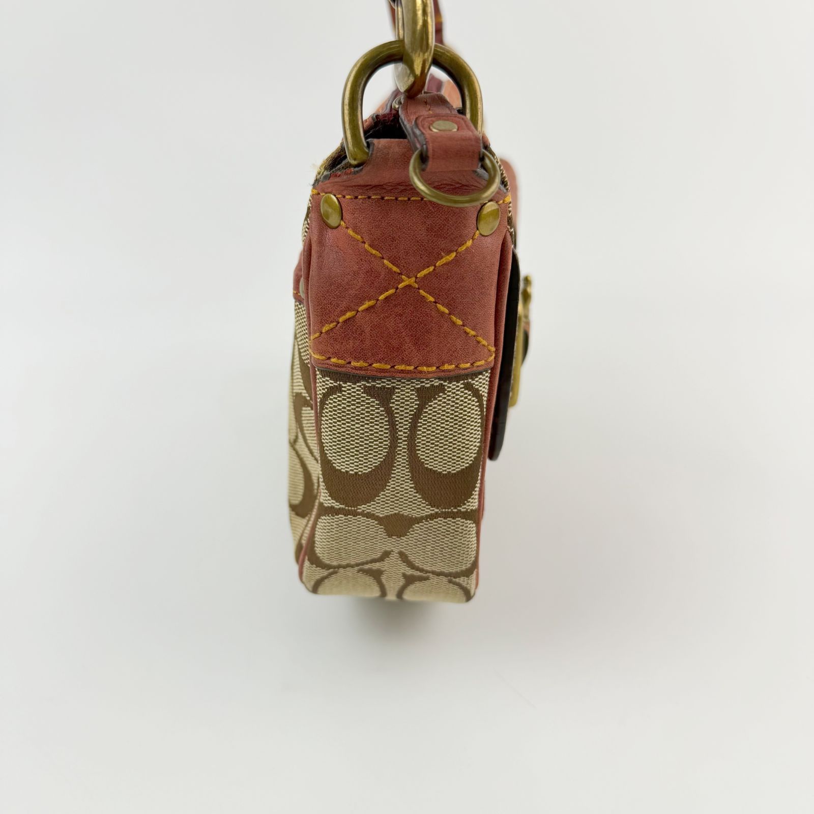 中古】COACH コーチ シグネチャー フラップポケット ショルダーバッグ 