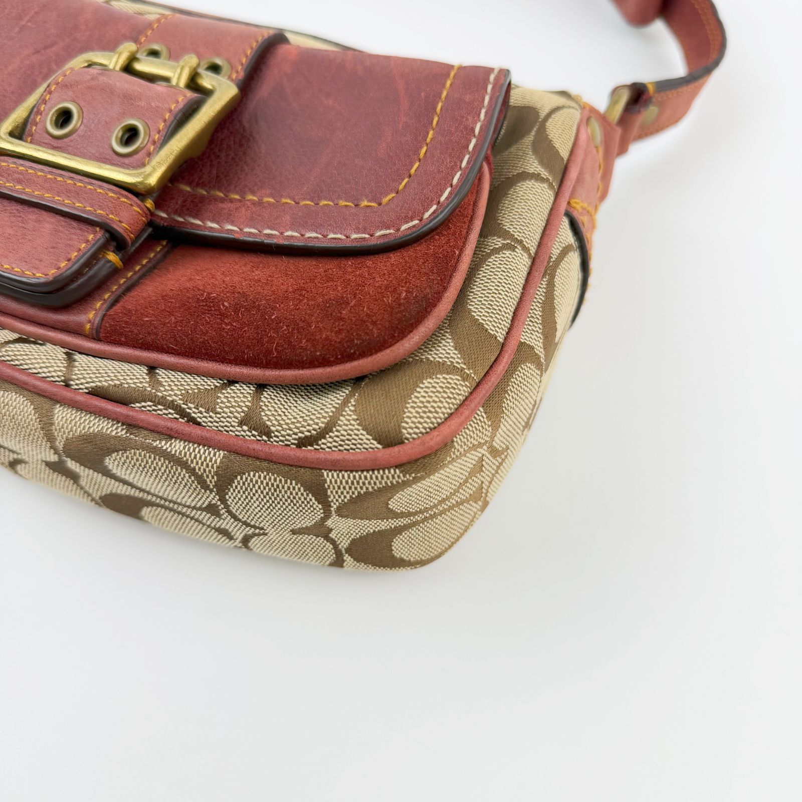 中古】COACH コーチ シグネチャー フラップポケット ショルダーバッグ 
