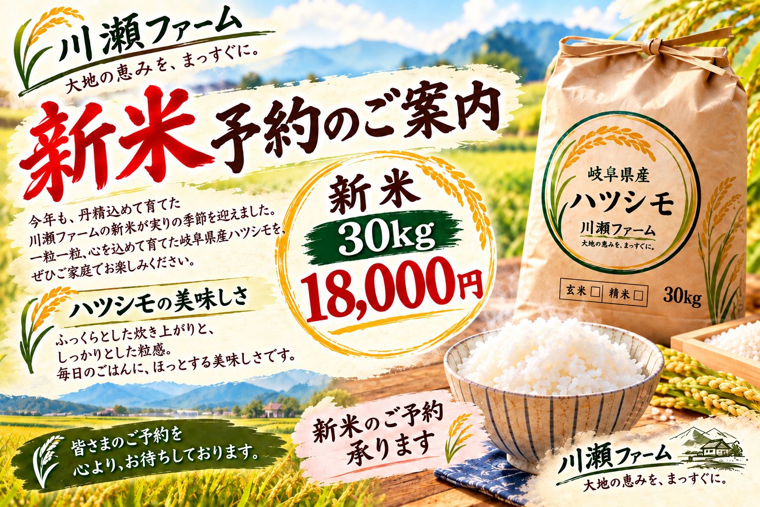 岐阜県産 ハツシモ 30kg 令和8年産 新品 - メルカリ