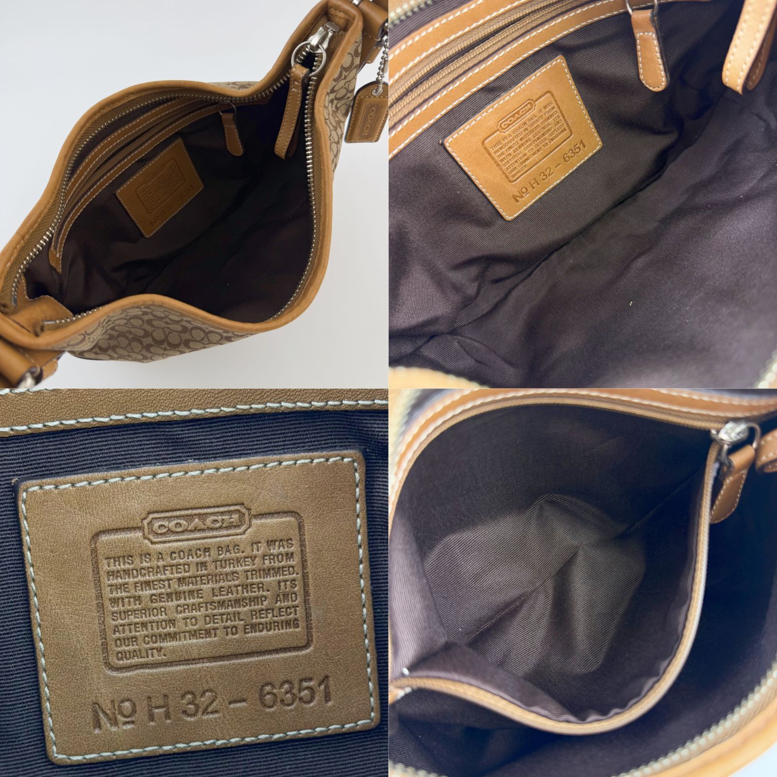 中古】COACH コーチ 6351 ミニシグネチャー ホーボー ショルダーバッグ 
