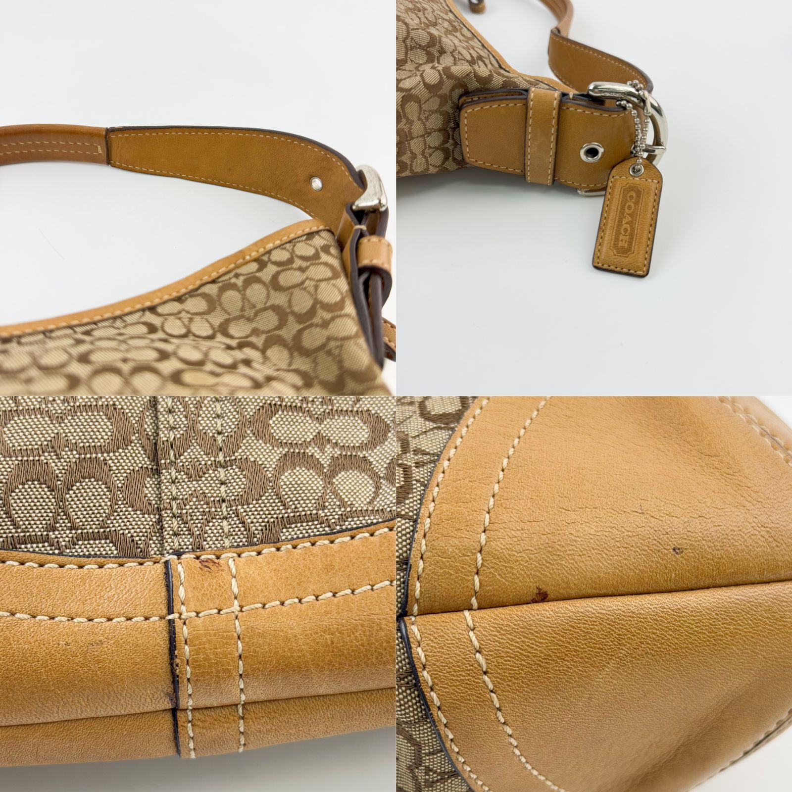 中古】COACH コーチ 6351 ミニシグネチャー ホーボー ショルダーバッグ 