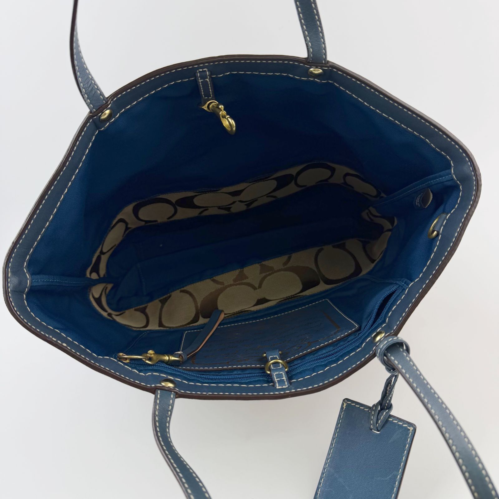 中古】COACH コーチ 10125 シグネチャー ストライプ トートバッグ 
