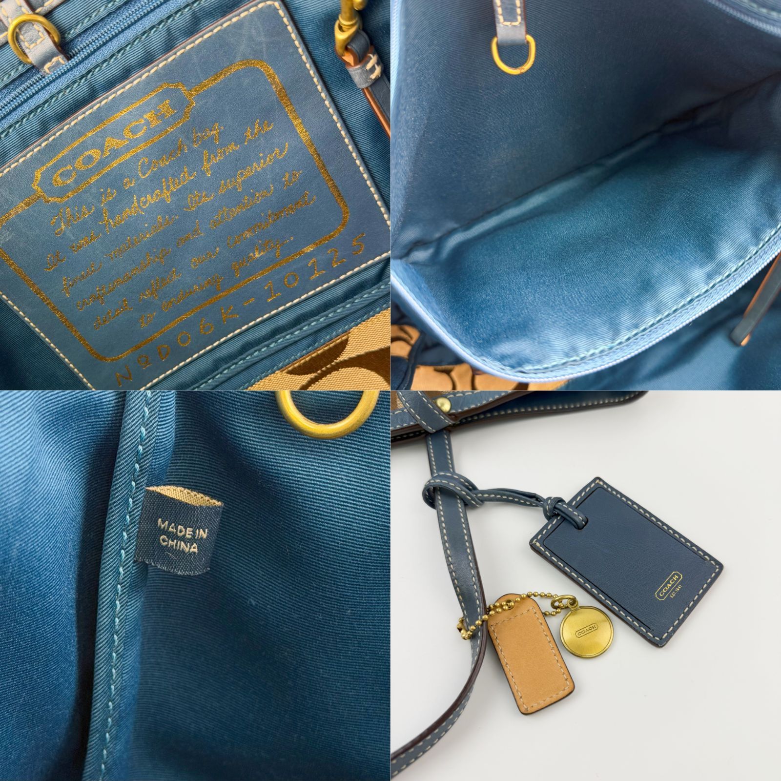 中古】COACH コーチ 10125 シグネチャー ストライプ トートバッグ 
