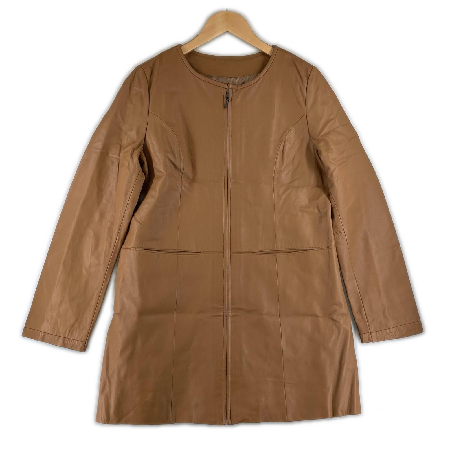 美品 Carla カーラ 無地 秋冬 AW コート シープレザー ブラウン