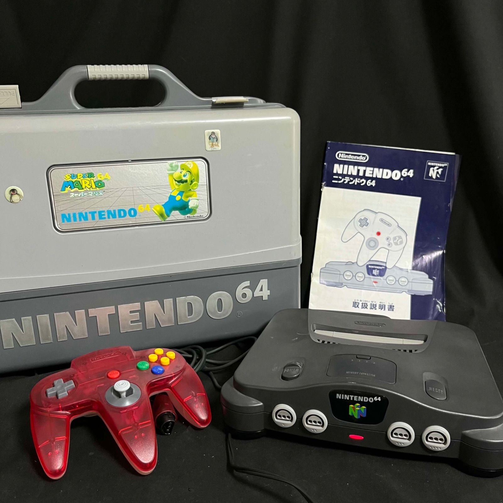 O【通電確認済】任天堂 Nintendo 64 NUS-001 スケルトン レッド