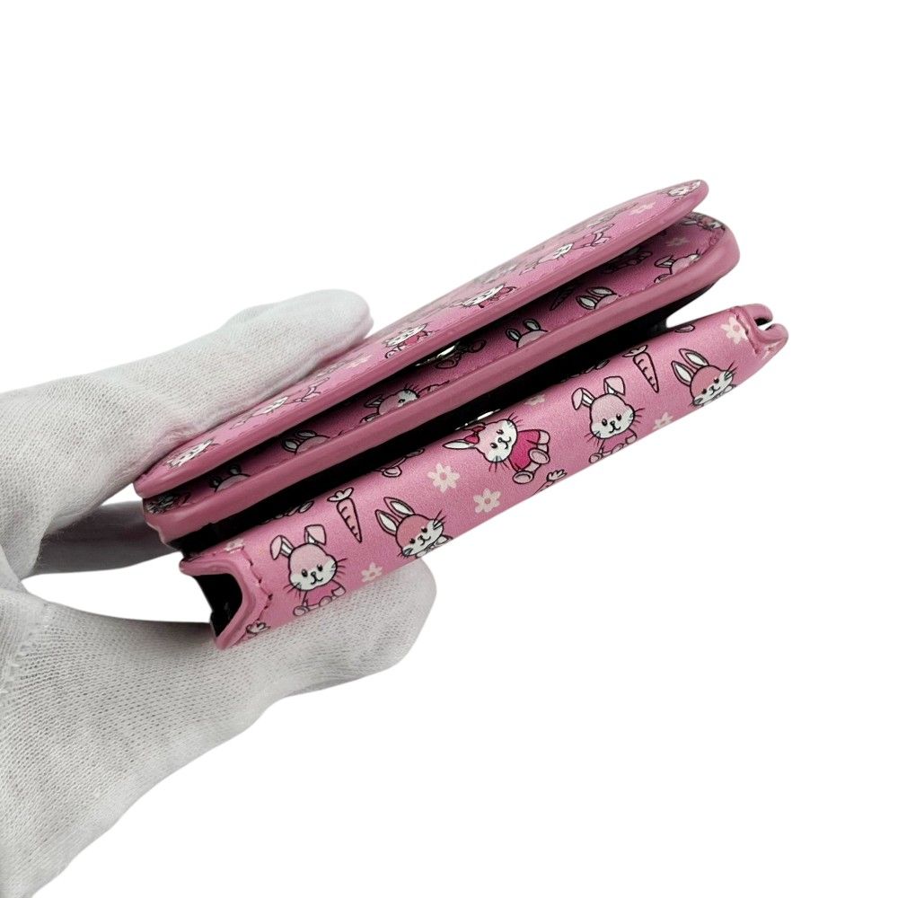 バレンシアガ ■新同■ ３つ折り 財布 コンパクト ウォレット ウサギ 柄 レザー ピンク 箱 【754050】1