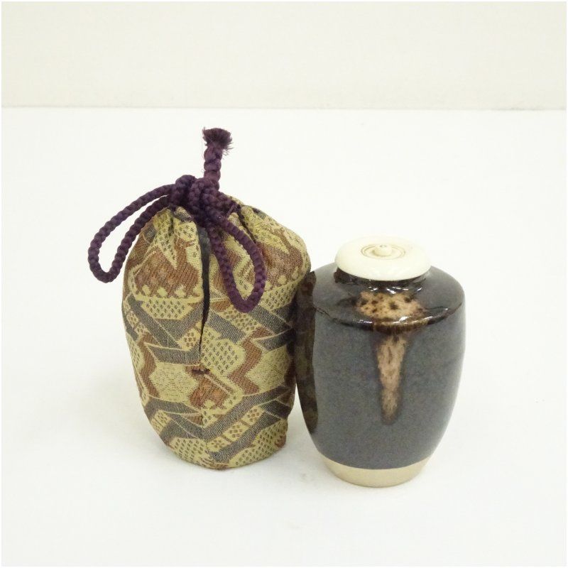 肩衝茶入（仕覆付） 茶入れ 茶道 茶道具 おしゃれ 道具 濃茶 抹茶 骨董