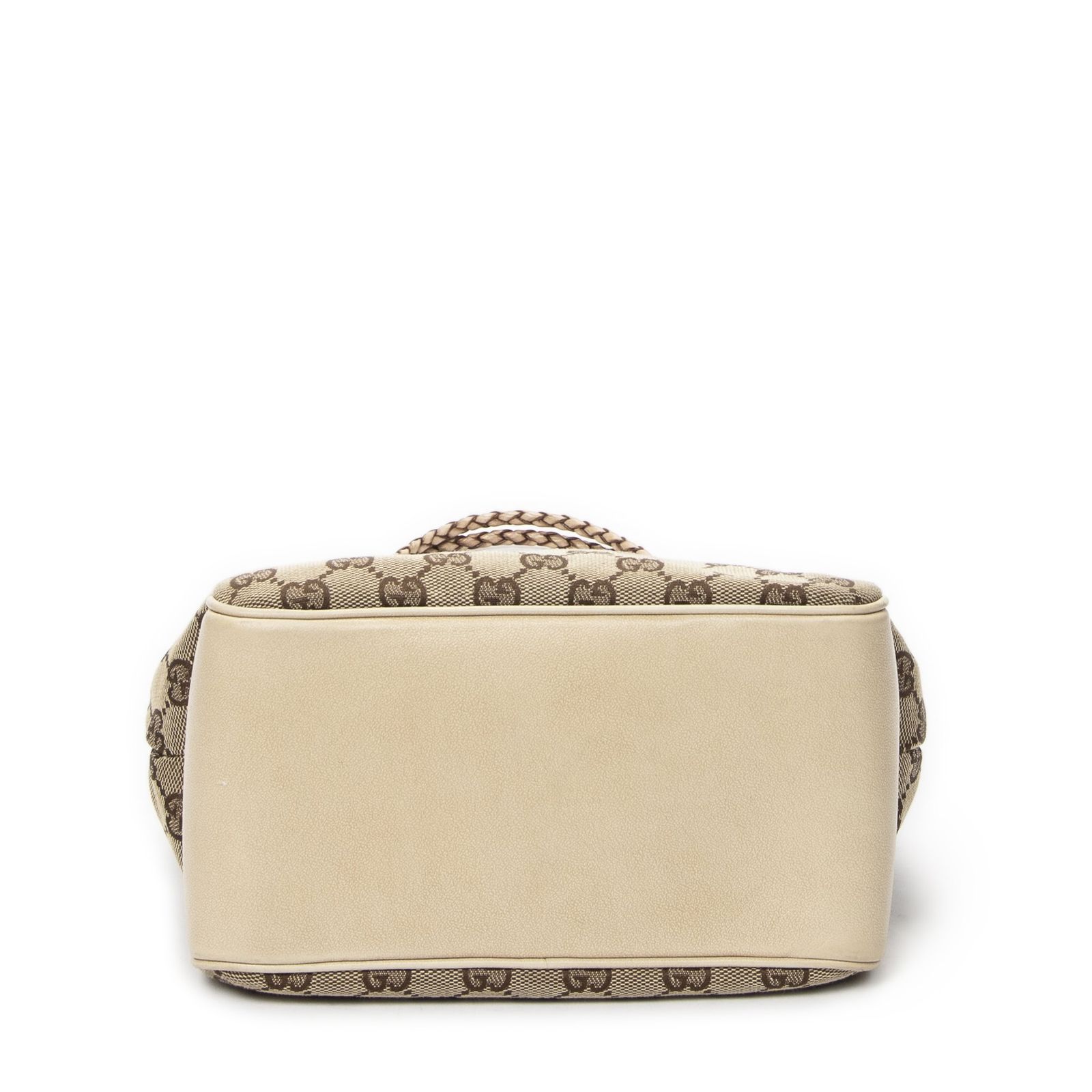 中古] GUCCI グッチ編み込みハンドルのオープントートバッグベージュ