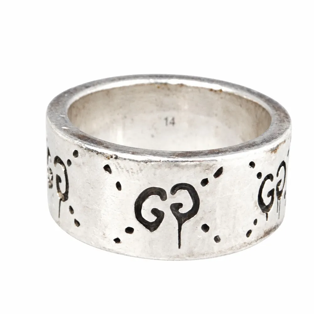 GUCCI グッチ ゴースト GG リング スカル 指輪 シルバー系 13号【中古