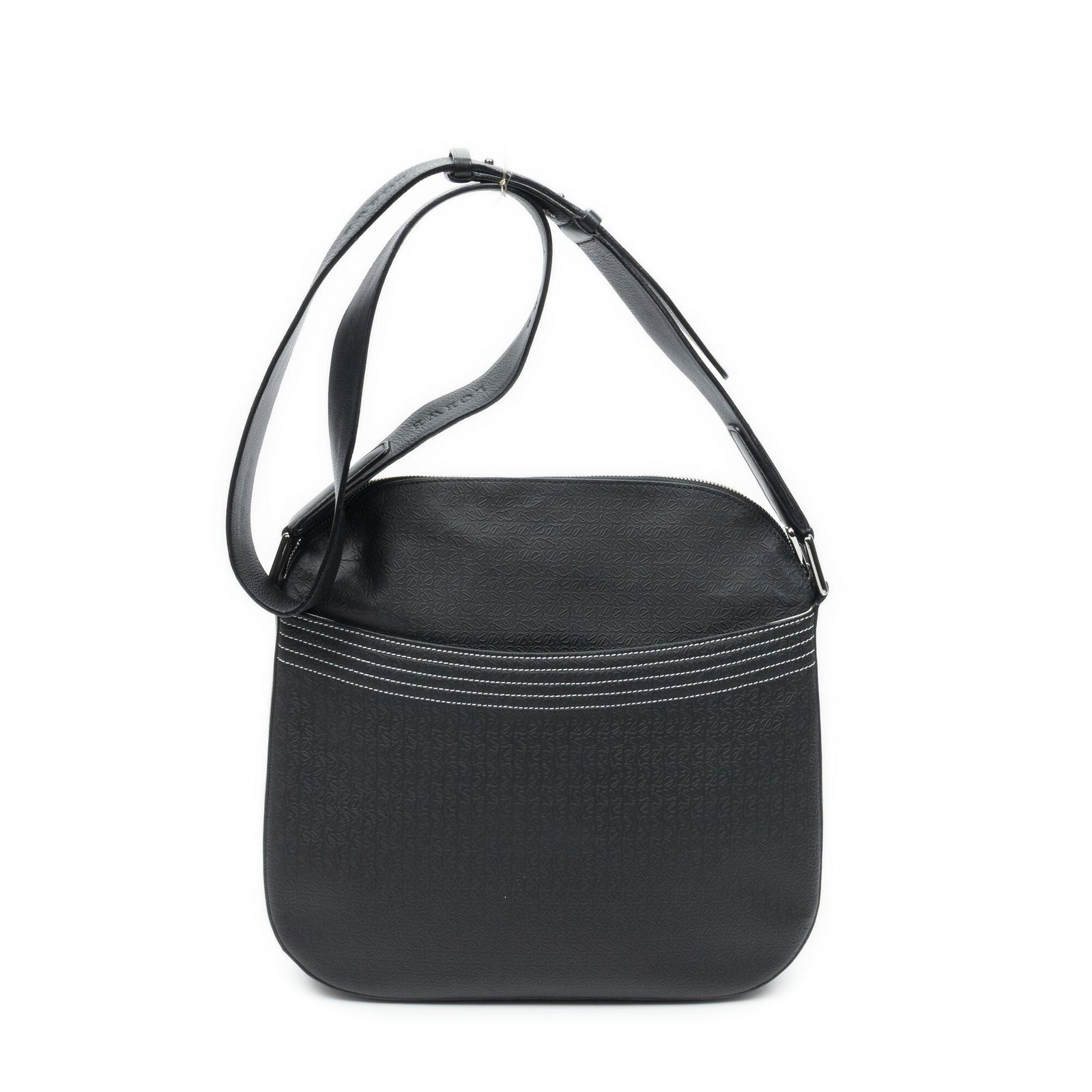 中古] LOEWE ロエベフラットメッセンジャー黒アナグラム PVCキャンバス