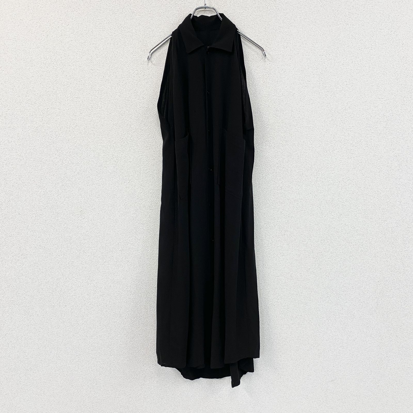 Y's Yohji Yamamoto ワイズ ノースリーブシャツワンピース 黒 ブラック