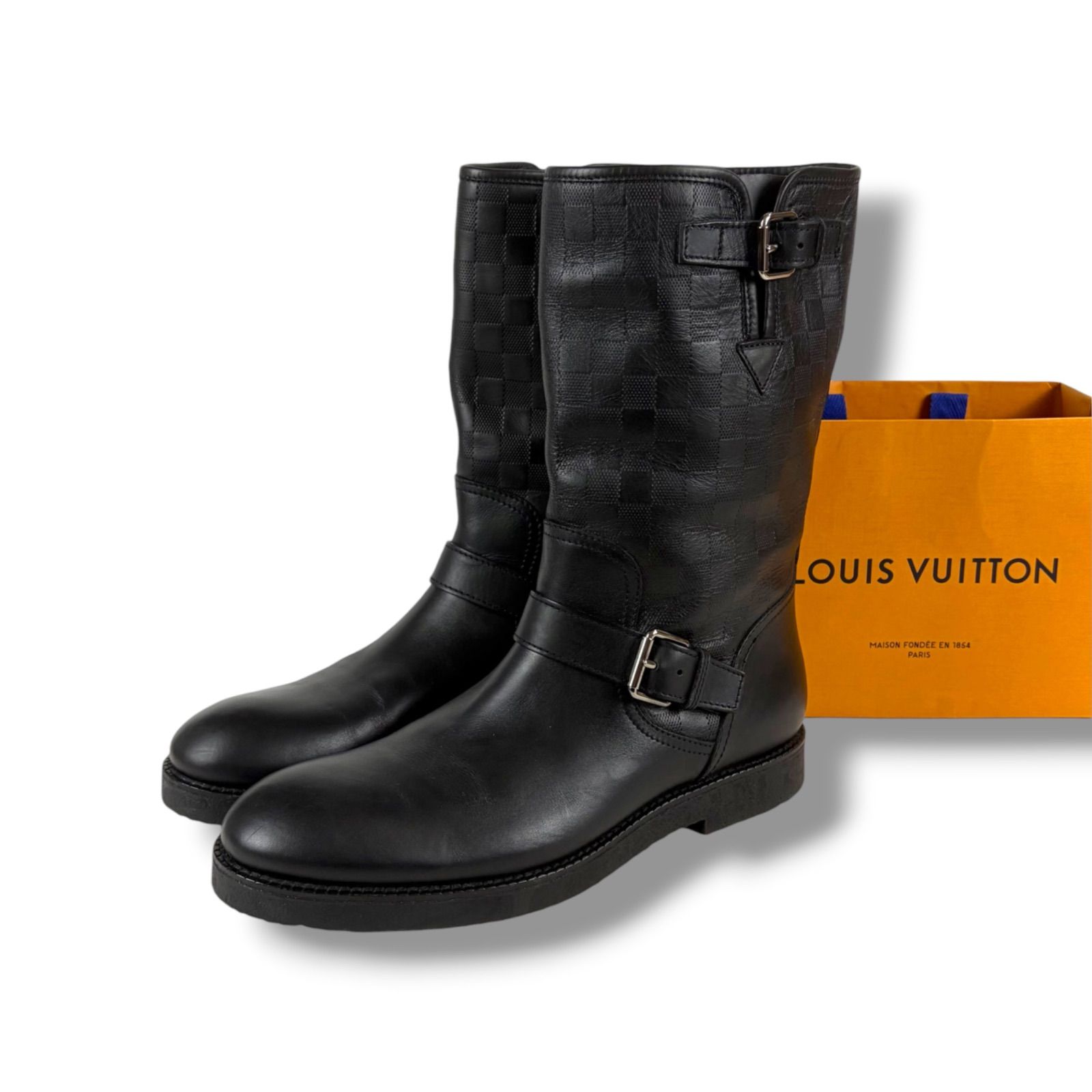 Louis Vuitton ダミエ エンジニアブーツ レザー シューズ 7.5 LOUIS VUITTON Engineer boots ルイヴィトン エンジニアブーツ バック