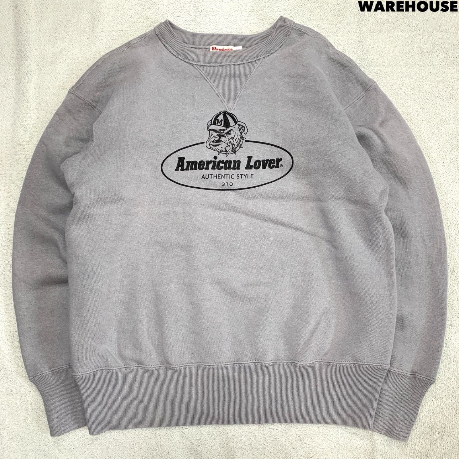 WAREHOUSE スウェットシャツ トレーナー 両Vガゼット ドッグプリント