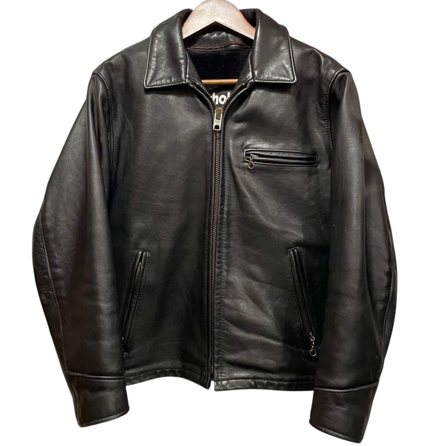 schott シングル 38 USA製 Schott Single Leather Jacket 黒 38 ショット シングルレザー
