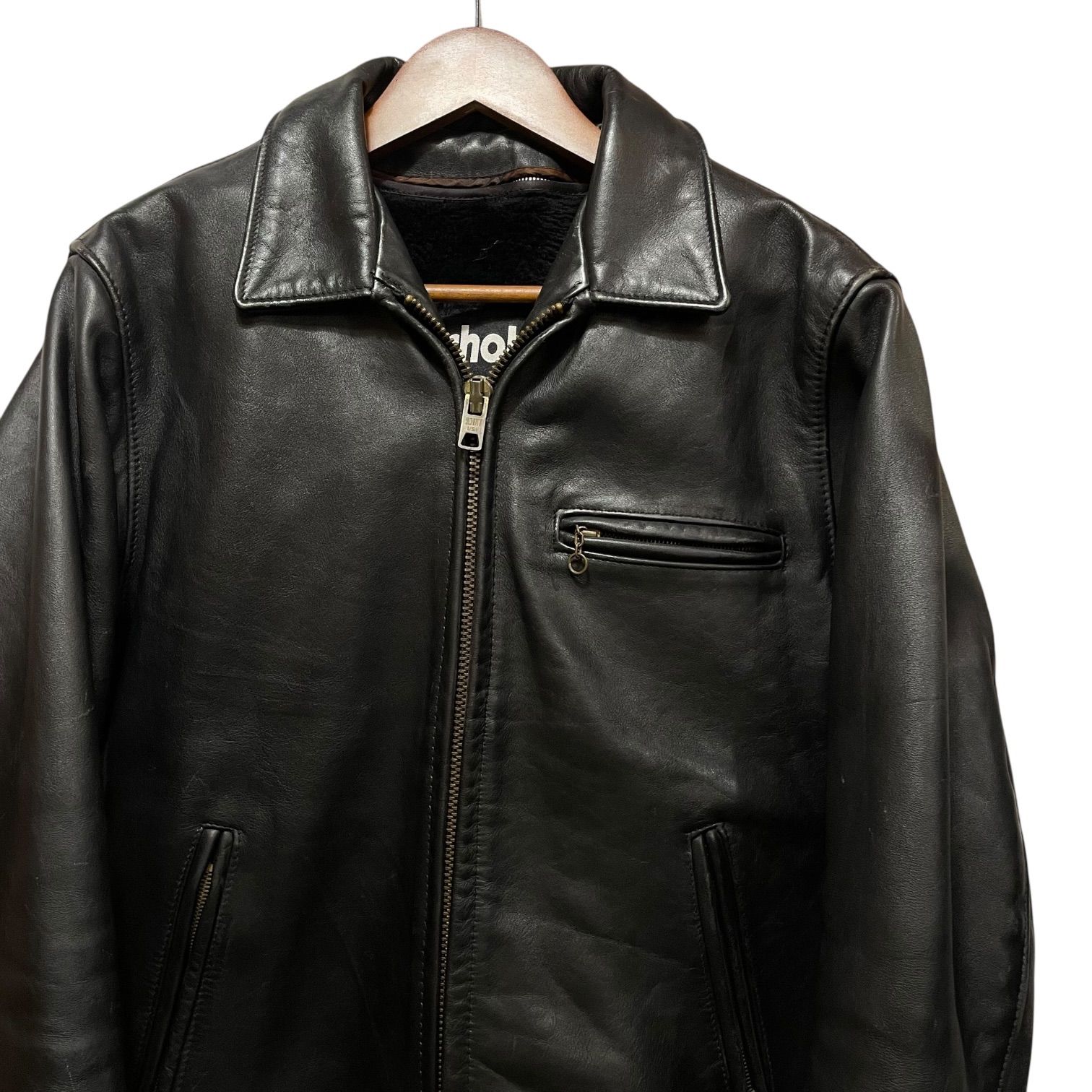 USA製 Schott Single Leather Jacket 黒 38 ショット シングルレザー