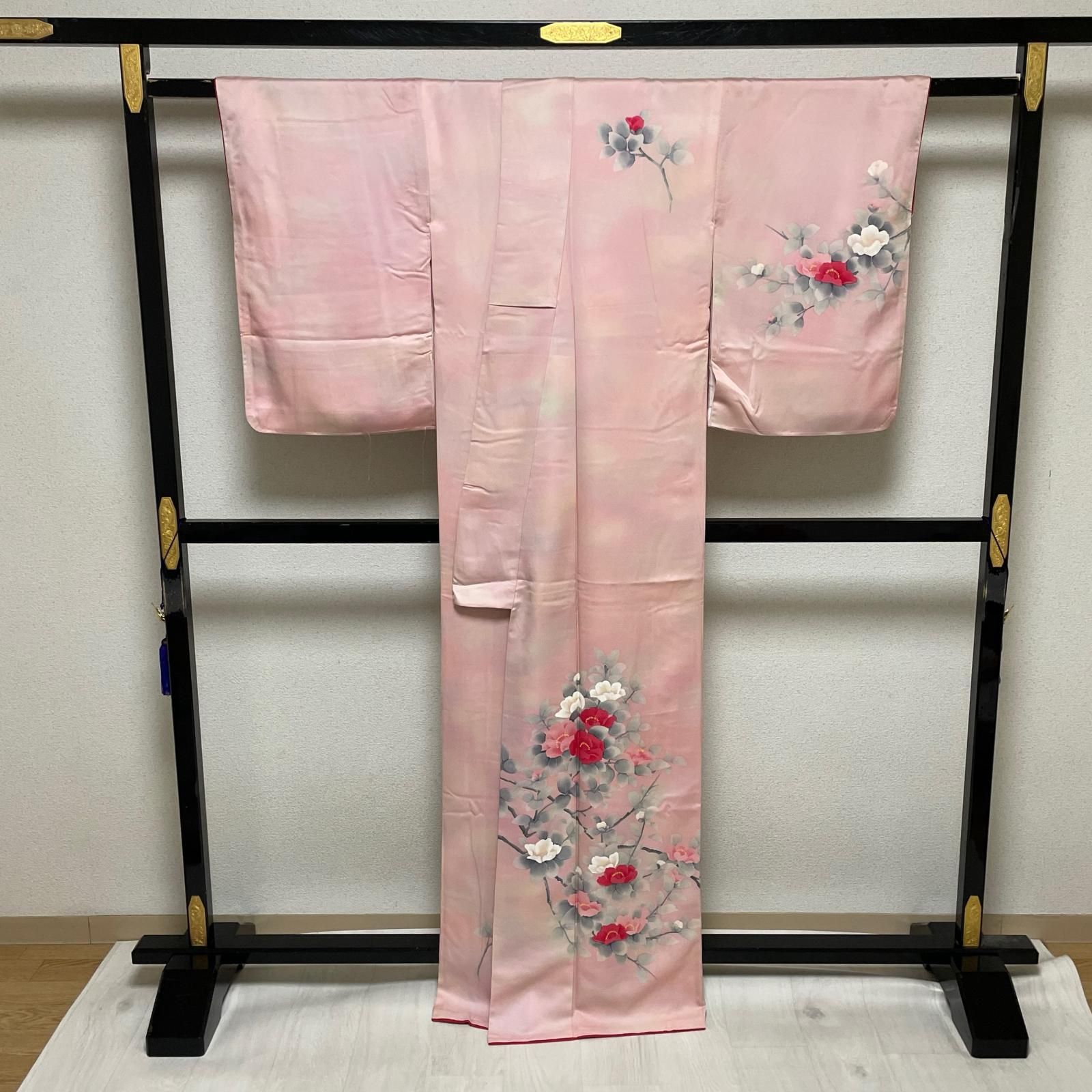 付下げ 暈し染 椿の美しい染め 着物 正絹 X-4659 - メルカリ