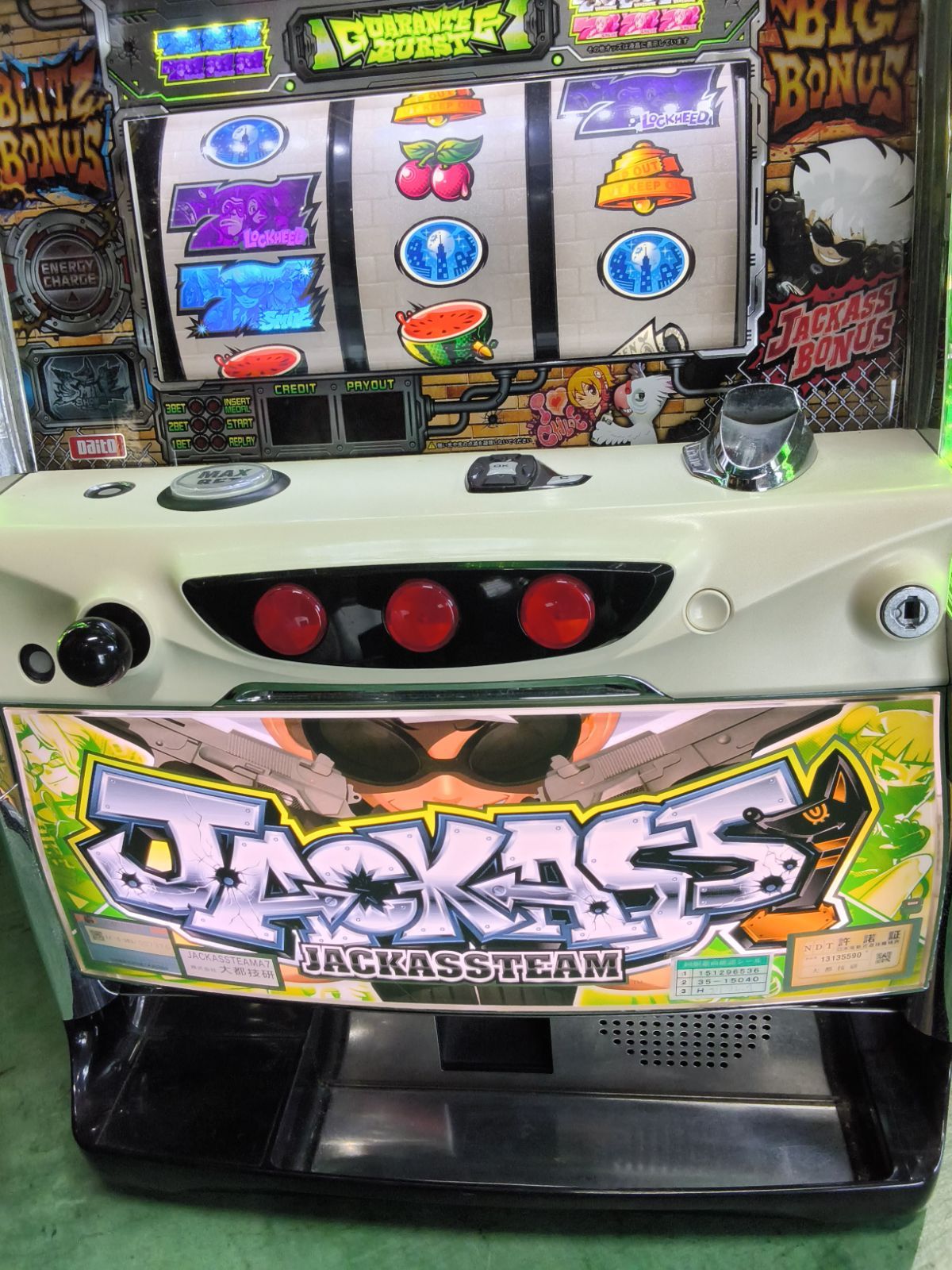 パチスロ 実機 JACKASSTEAM ジャッカスチーム コイン不要機 スロット