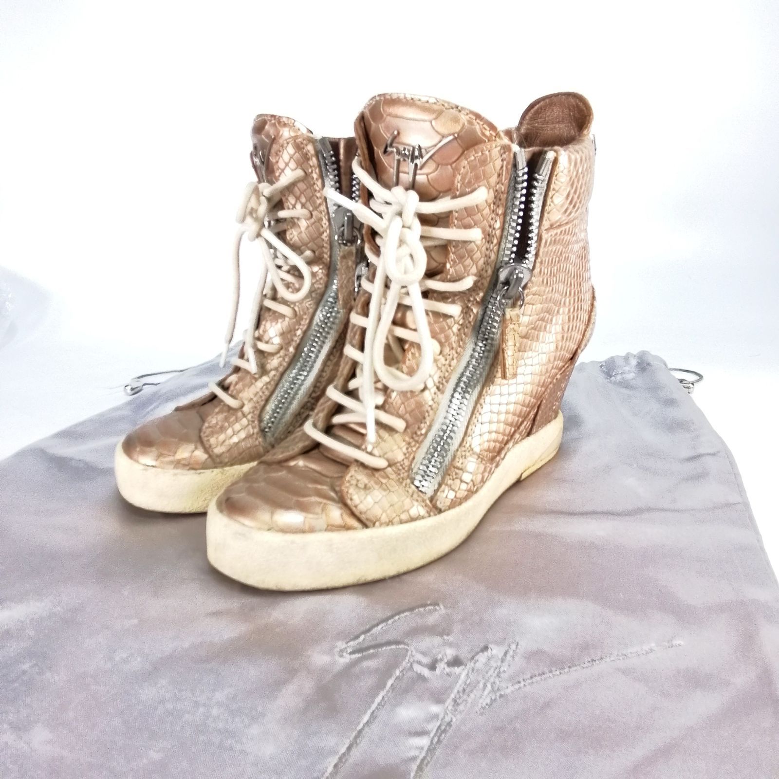 giuseppe zanotti ジュゼッペザノッティ 36 パイソン 型押し レザー 