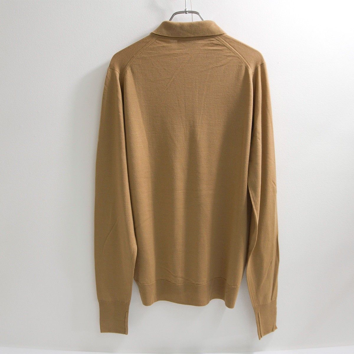 美品】JOHN SMEDLEY【ウール 長袖 ニット ポロシャツ】M キャメル