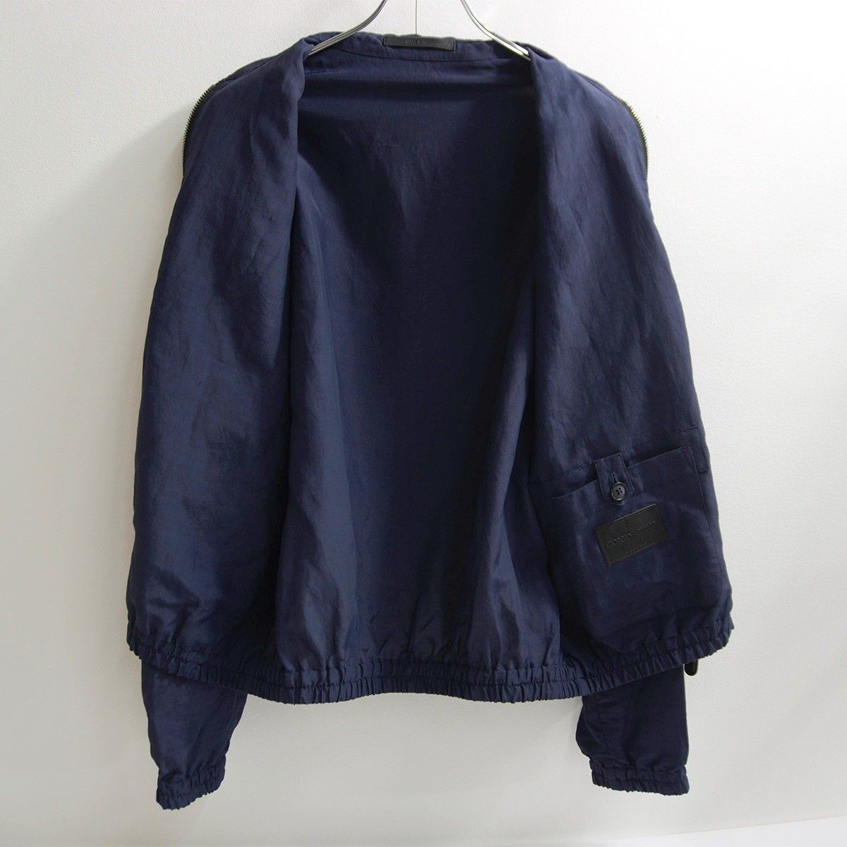 美品】GIORGIO ARMANI【レーヨン リネン ジップ ブルゾン】46 ネイビー