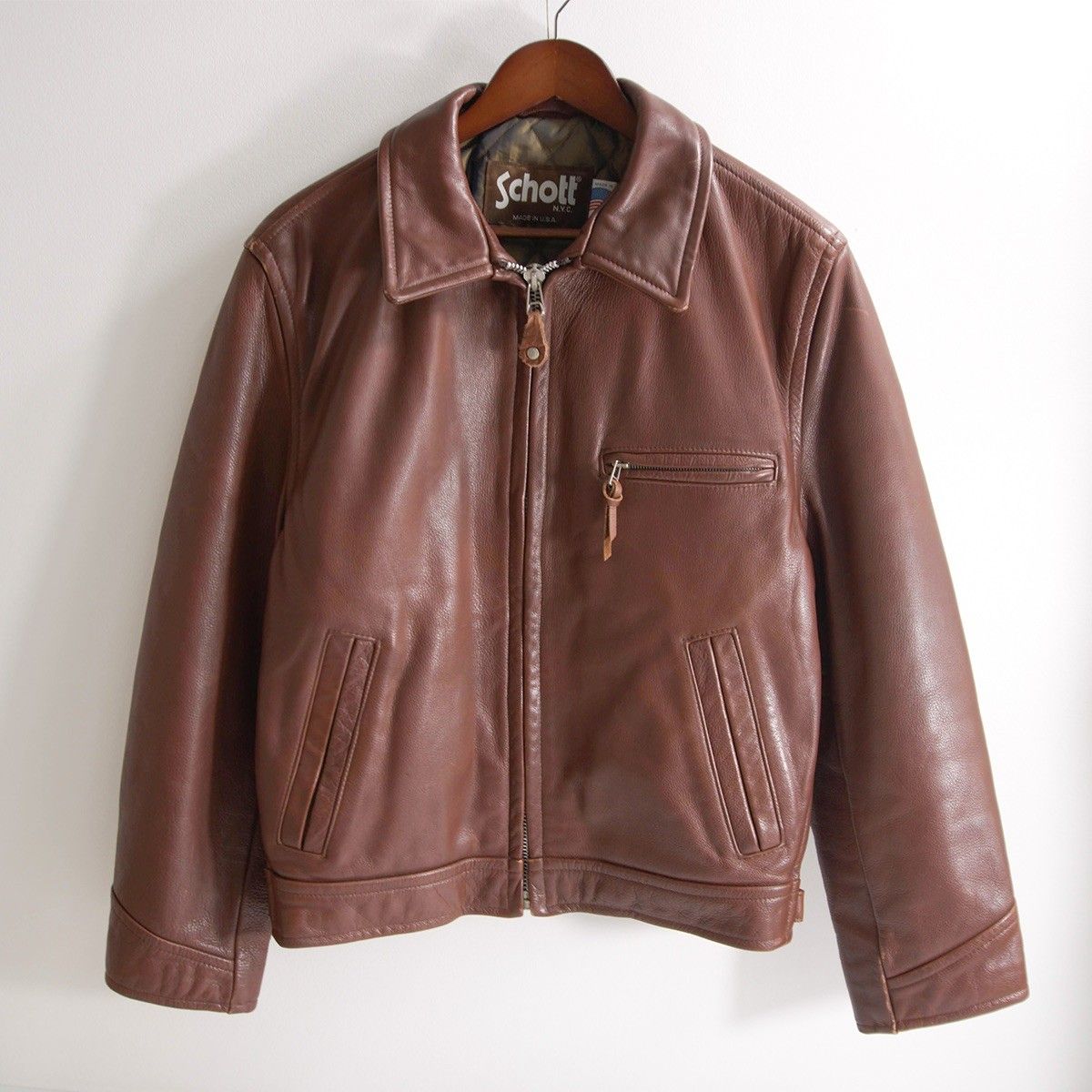 美品】SCHOTT【170/シングルライダースジャケット】40 襟 レザー