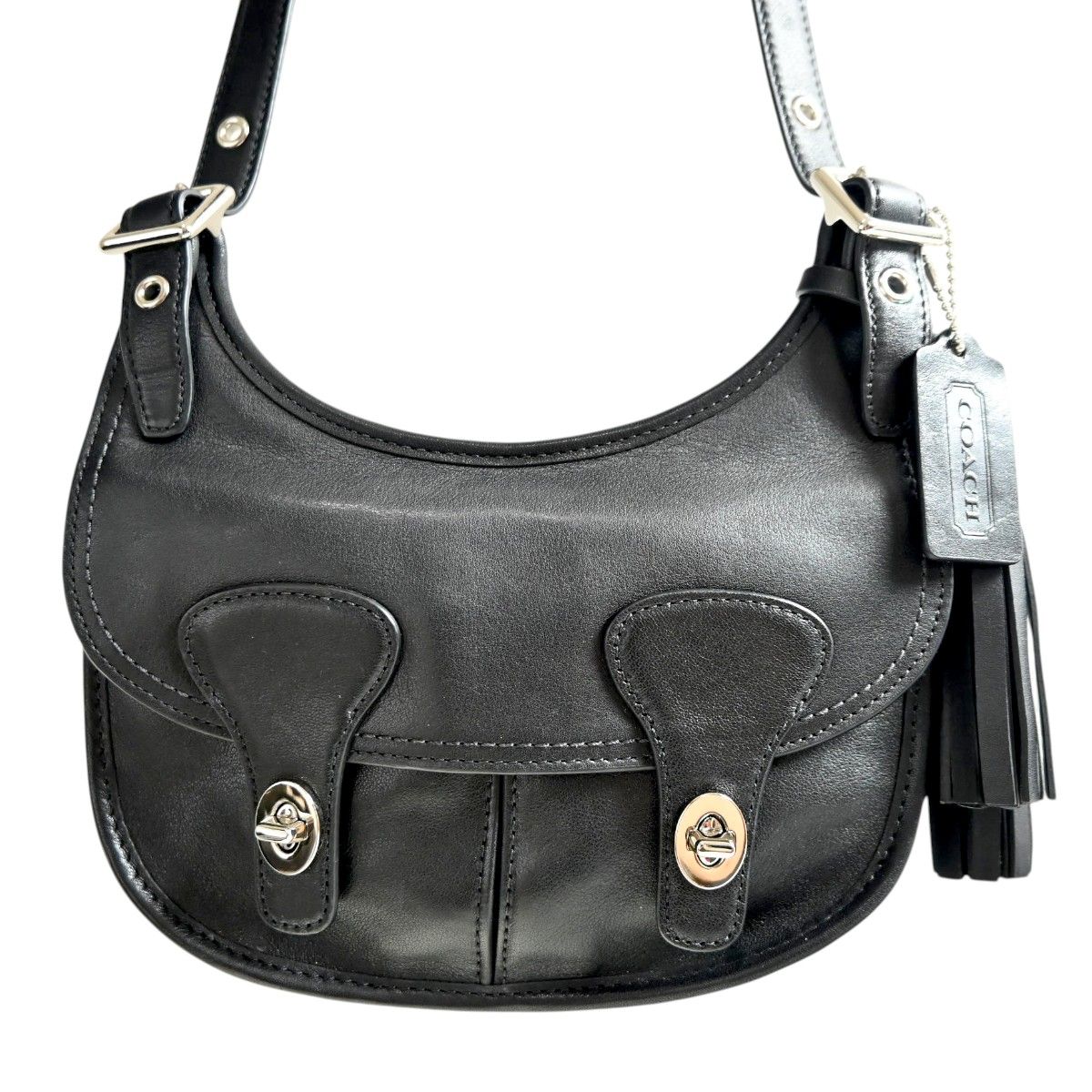 COACH コーチ レガシーアマンダ ターンロック フリンジ レザ―ショルダーバッグ 19925 ブラック T2609-k089 14,230円