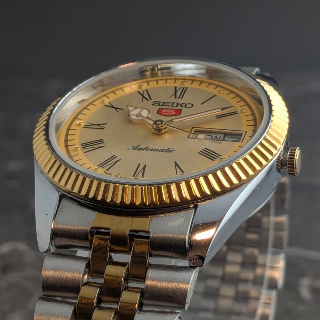 稼働品 SEIKO セイコー5 自動巻き 80s ヴィンテージ シャンパン
