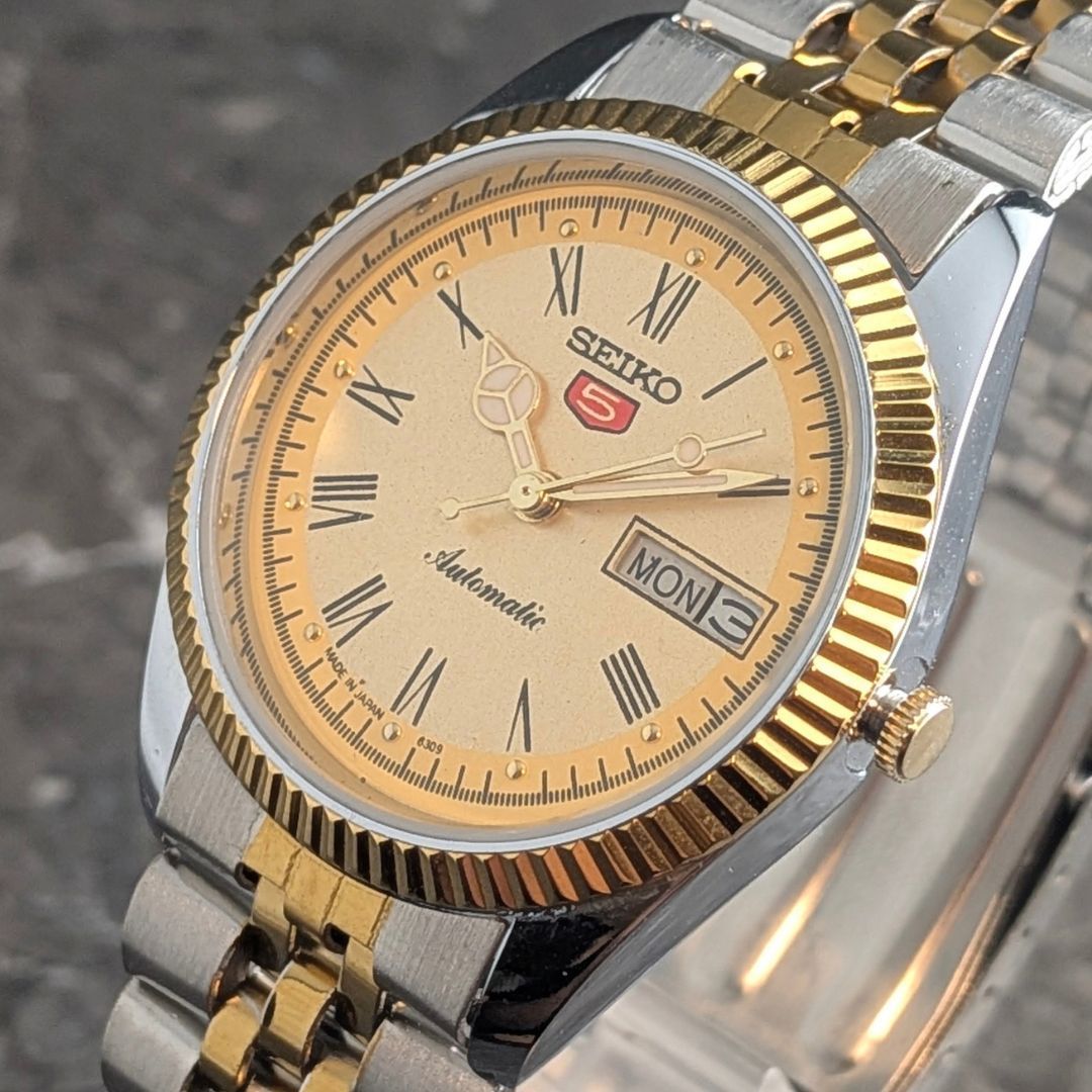 稼働品 SEIKO セイコー5 自動巻き 80s ヴィンテージ シャンパン