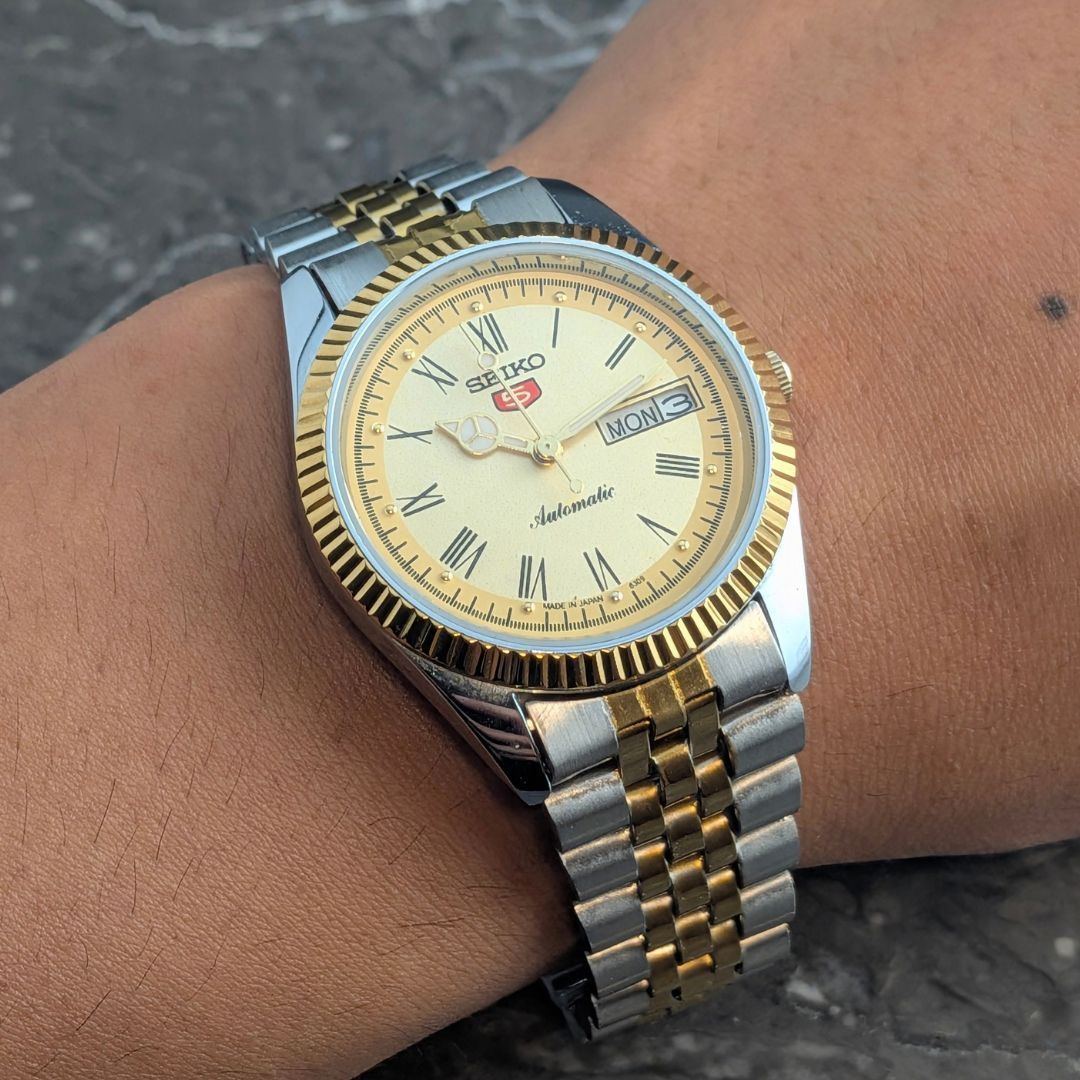 稼働品 SEIKO セイコー5 自動巻き 80s ヴィンテージ シャンパン