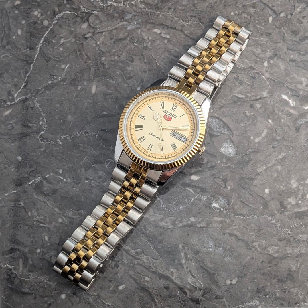 稼働品 SEIKO セイコー5 自動巻き 80s ヴィンテージ シャンパン