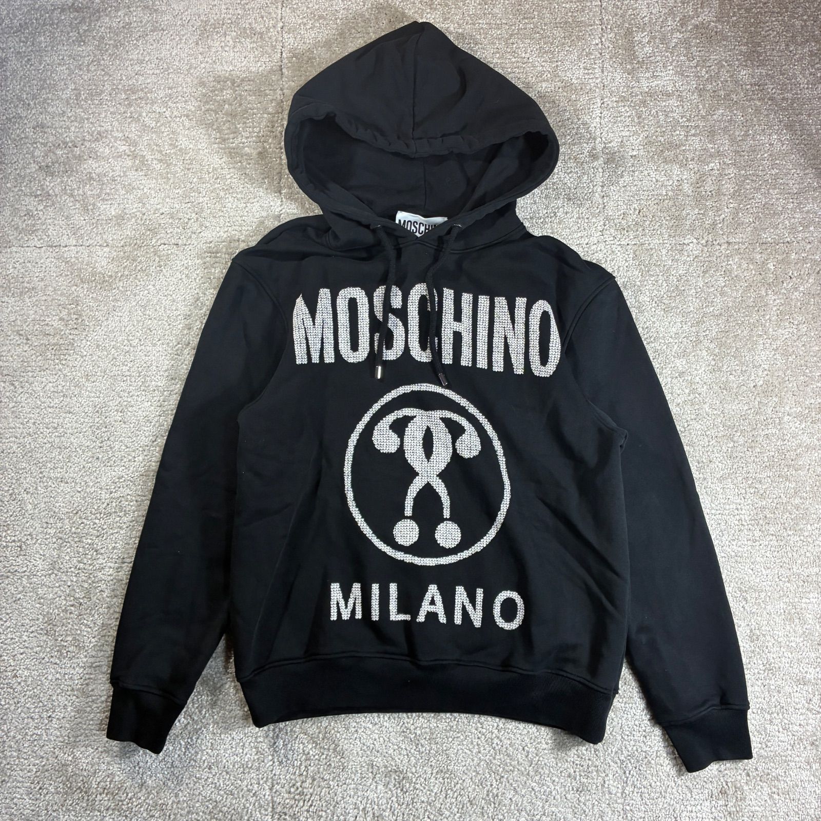 MOSCHINO COUTURE ロゴ パーカー 黒 ポルトガル製 - メルカリ