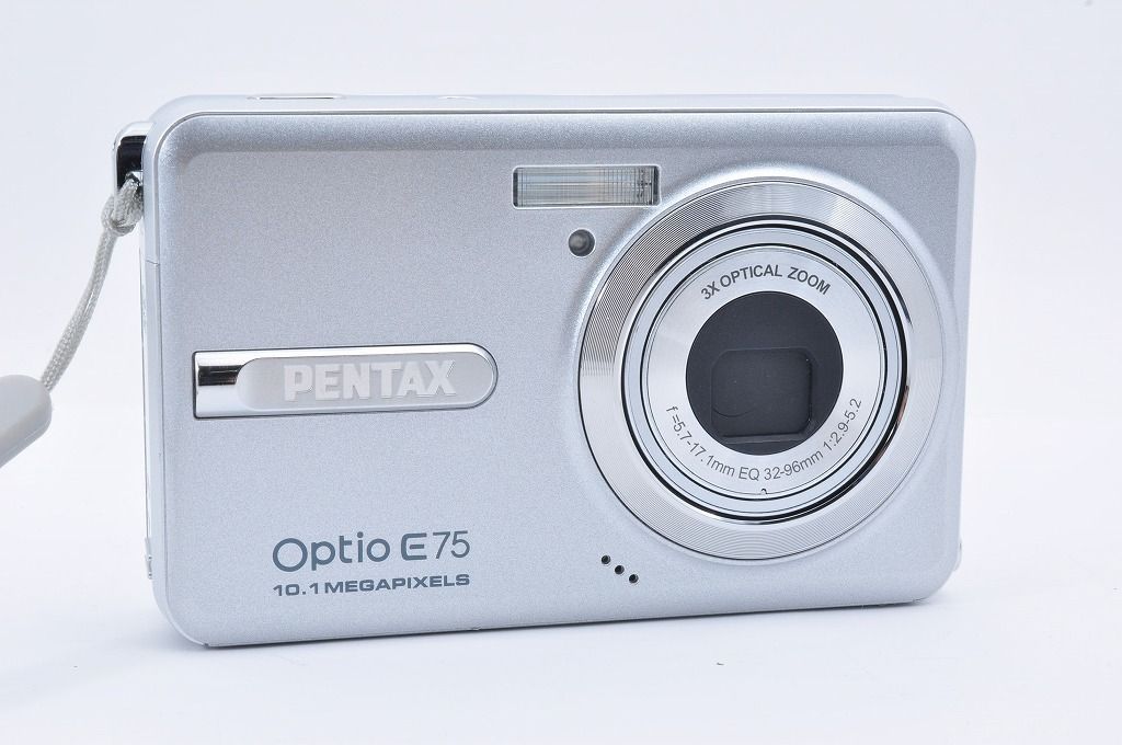 動作確認済み✨PENTAX Optio E75 PENTAX Optio E75 シルバー 10.2MP 光学3倍ズーム コンパクトデジタル