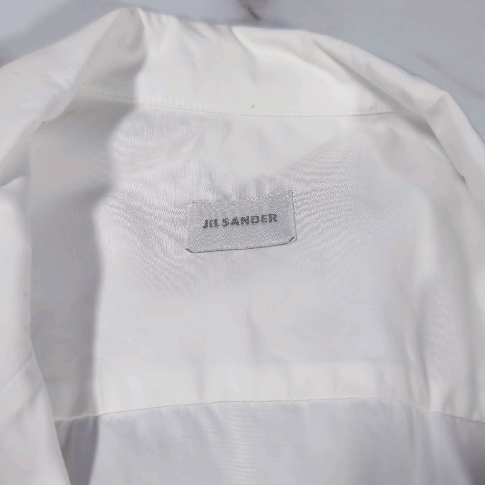 JIL SANDER ジルサンダー　セーラーカラーシャツ　比翼ボタン　ホワイト JIL SANDER テーラードカラー テーラード襟 ダブル 比翼仕立て L/S