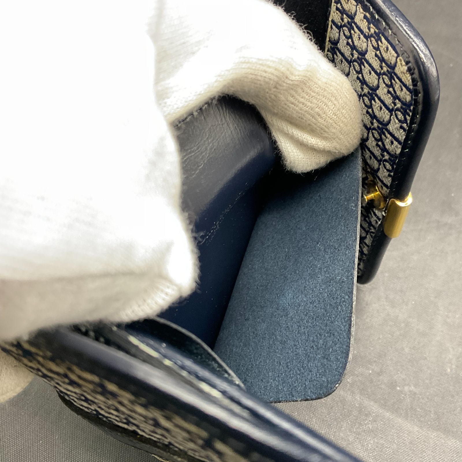 Christian Dior クリスチャンディオール 二つ折り財布 ネイビー