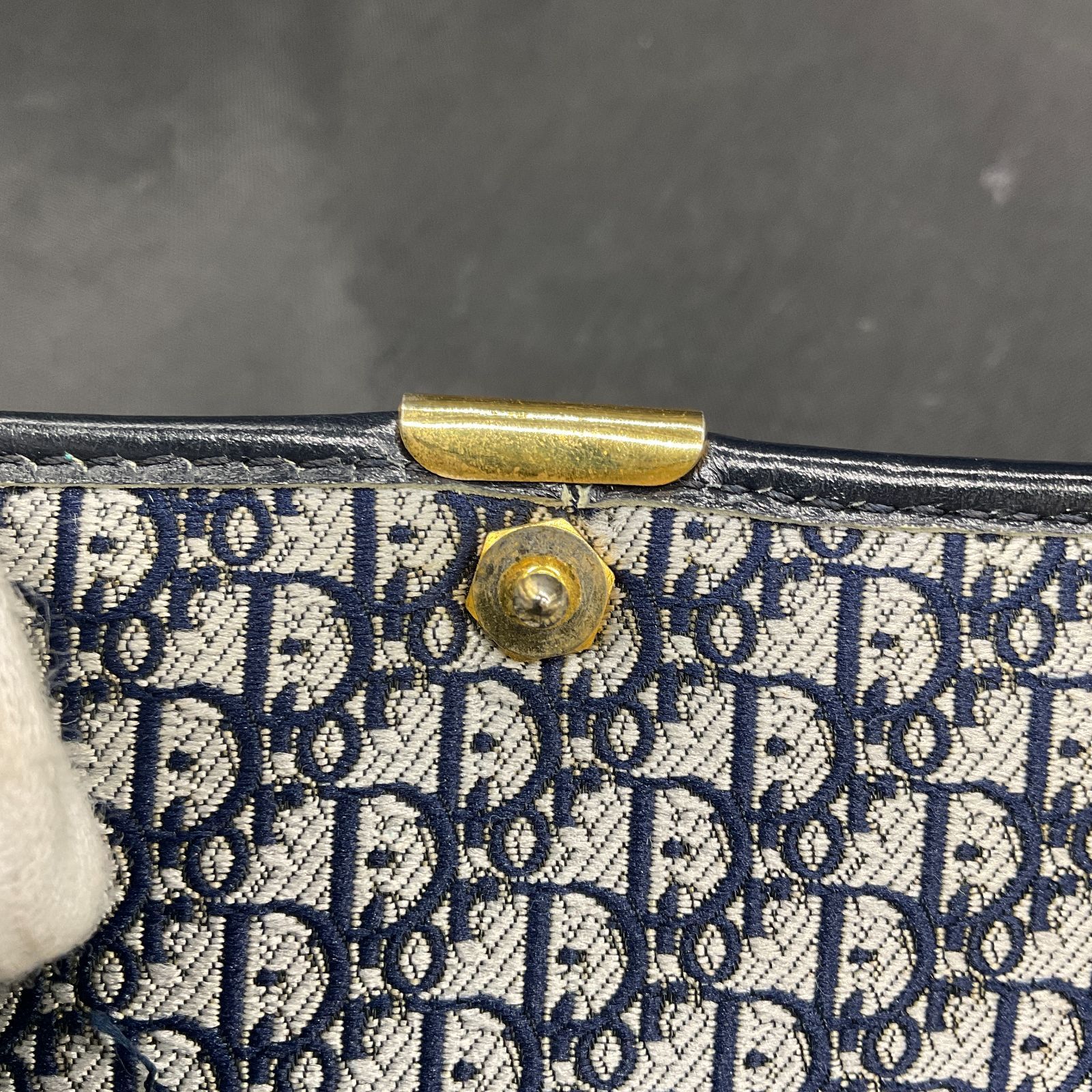 Christian Dior クリスチャンディオール 二つ折り財布 ネイビー
