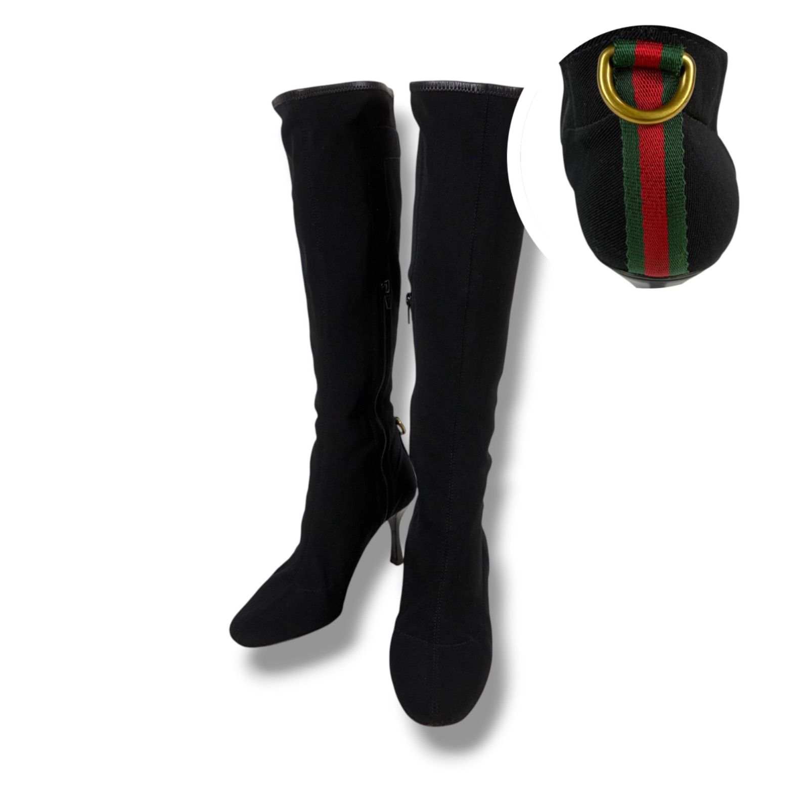 【美品】　GUCCI　シェリーライン　インターロッキングG　厚底　ブーツ　35 GUCCI Sherry Line Long Boots シェリーライン ロングブーツ ブラック