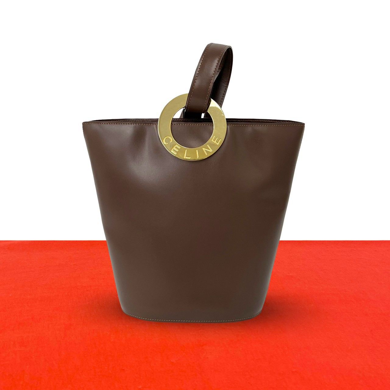 極 美品 CELINE セリーヌ ヴィンテージ サークル ロゴ 金具 レザー 本