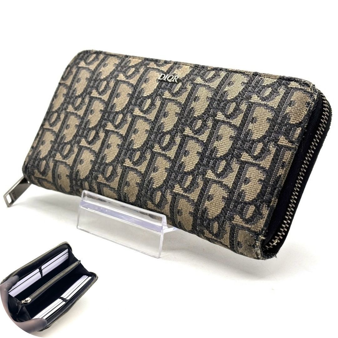ディオール オブリーク トロッター ラウンドジップ ジャガード 長財布 Christian Dior 長財布 オブリーク ラウンドファスナー 12カード