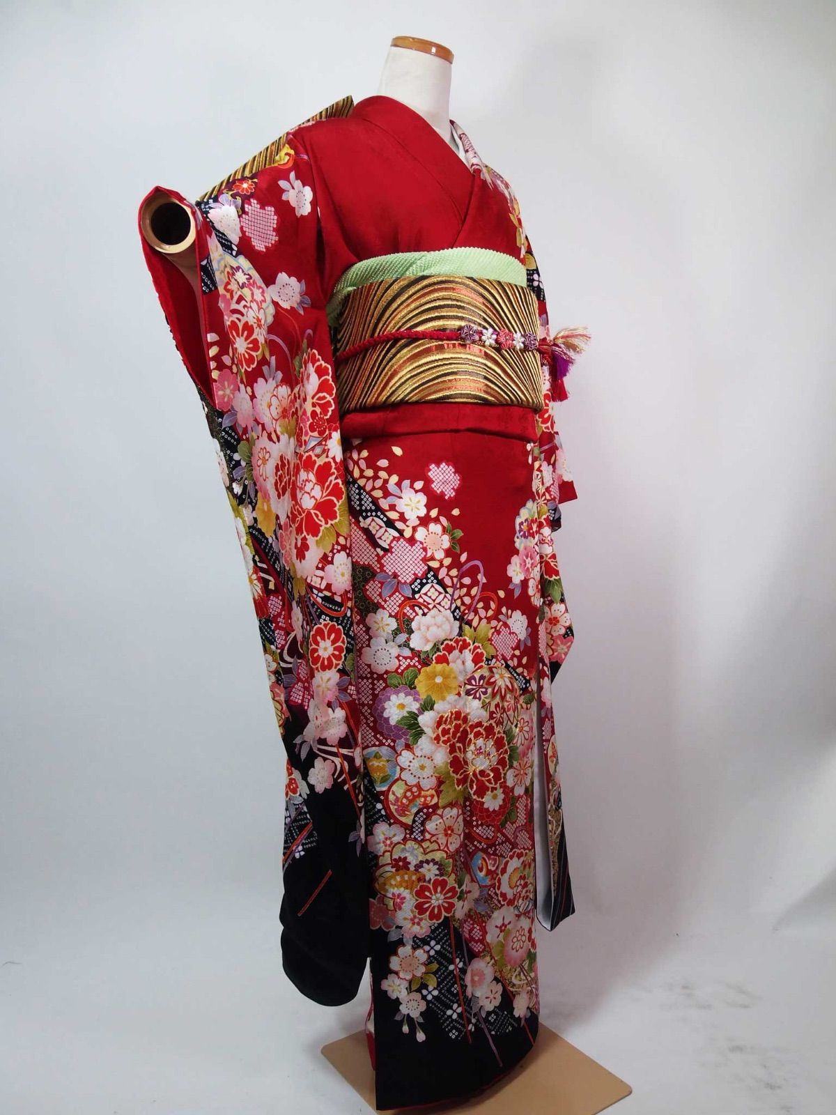 逸品 豪華振袖 鹿の子 花尽くし 正絹 ガード加工済 洗える長襦袢セット